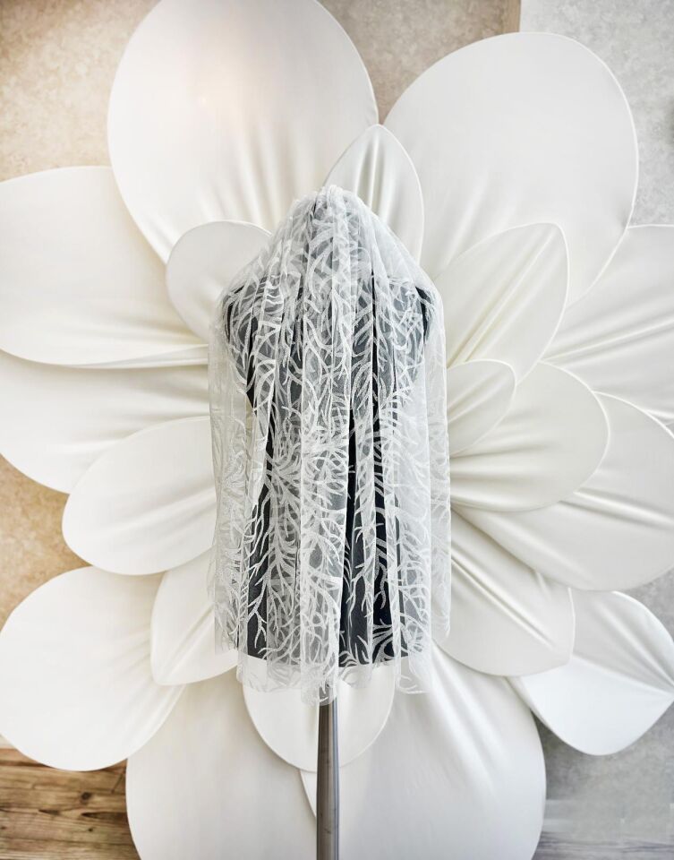 Desenli Simli Kısa Duvak (75cm)