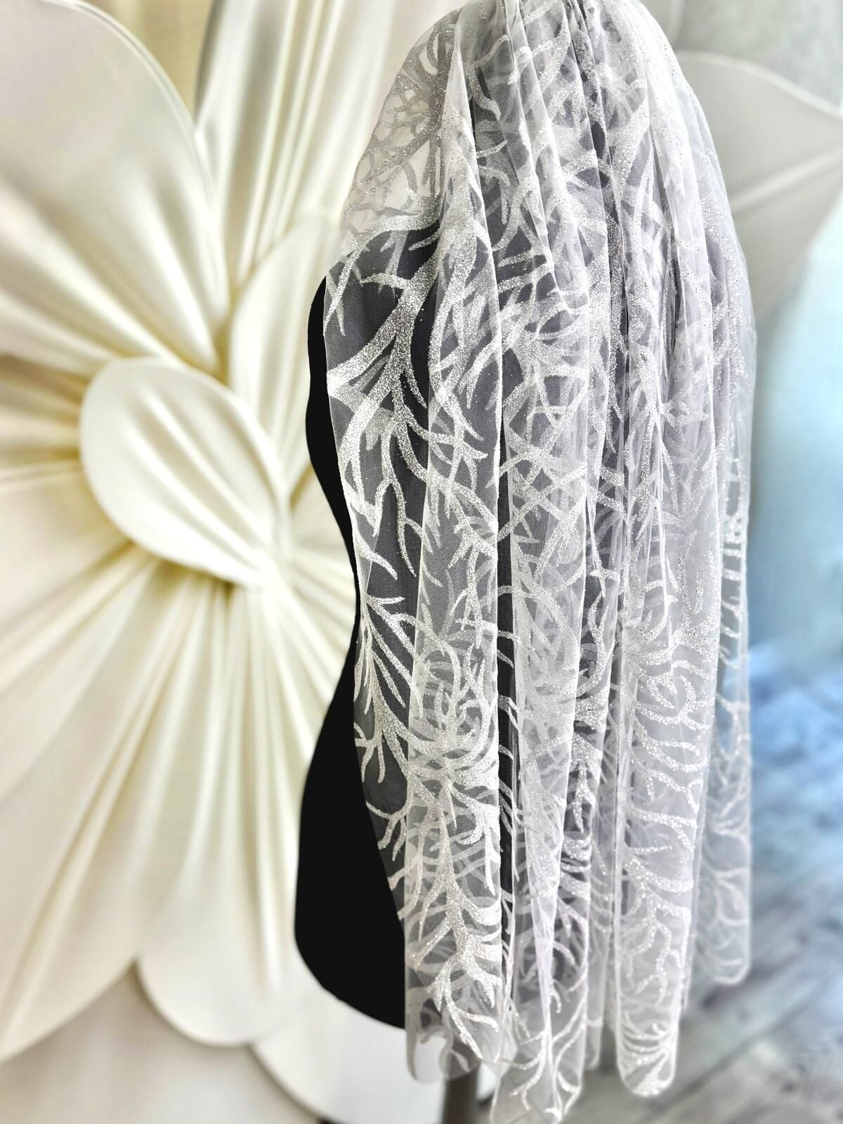 Desenli Simli Kısa Duvak (75cm)